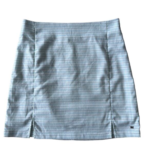 Ghanda Light Blue Green Plaid Skirt Size M - Picture 1 of 8